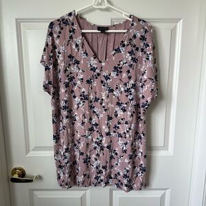 J. Jill Wearever Pleated Back Tunic Dusty Plum Floral Size XL
